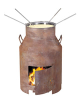 Fondue- und Grillofen Outdoor Milchbotte 6 lt. gerostet