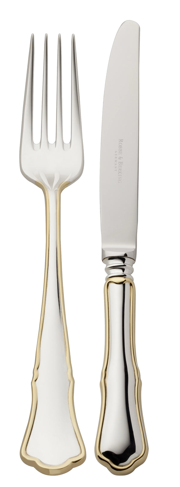 Alt-Chippendale Goldband 925 Salatgabel, Klein 20.2x2.7cm